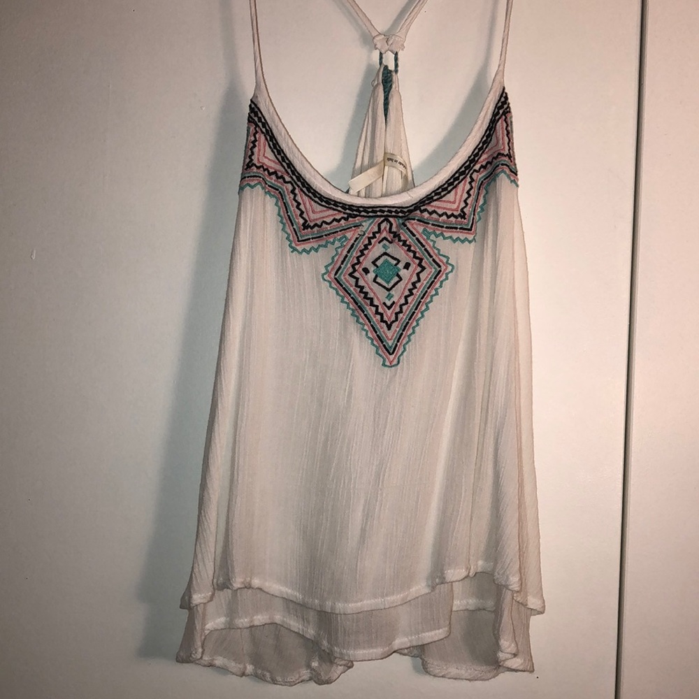 white racer back flowy tank